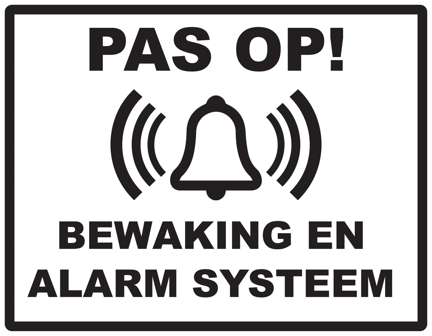 Alarmsticker 10-30 cm EW-ALARM-H-10800-88 Materiaal: wit PVC kunststof
