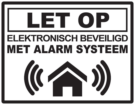 Alarmsticker 10-30 cm EW-ALARM-H-10900-88 Materiaal: wit PVC kunststof