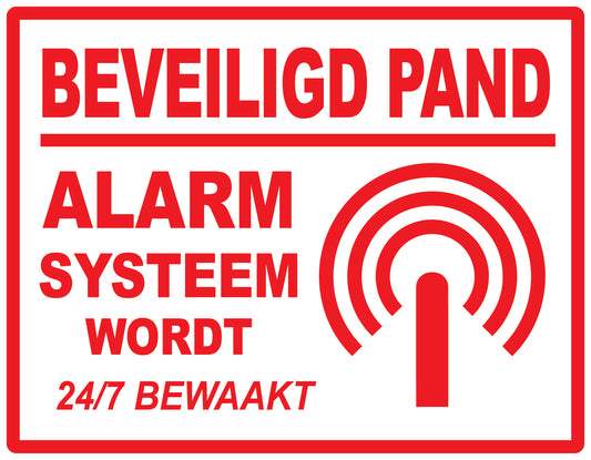 Alarmsticker 10-30 cm EW-ALARM-H-11100-0 Materiaal: wit PVC kunststof
