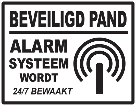 Alarmsticker 10-30 cm EW-ALARM-H-11100-88 Materiaal: wit PVC kunststof
