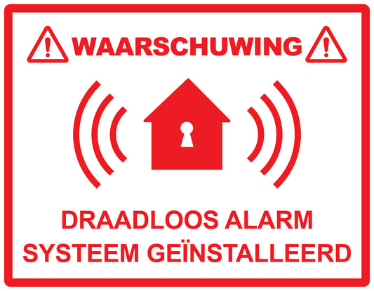 Alarmsticker 10-30 cm EW-ALARM-H-11200-0 Materiaal: wit PVC kunststof