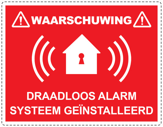 Alarmsticker 10-30 cm EW-ALARM-H-11200-14 Materiaal: wit PVC kunststof