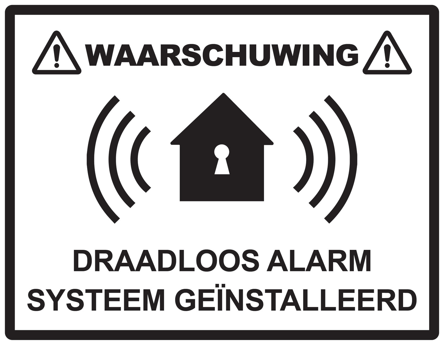 Alarmsticker 10-30 cm EW-ALARM-H-11200-88 Materiaal: wit PVC kunststof