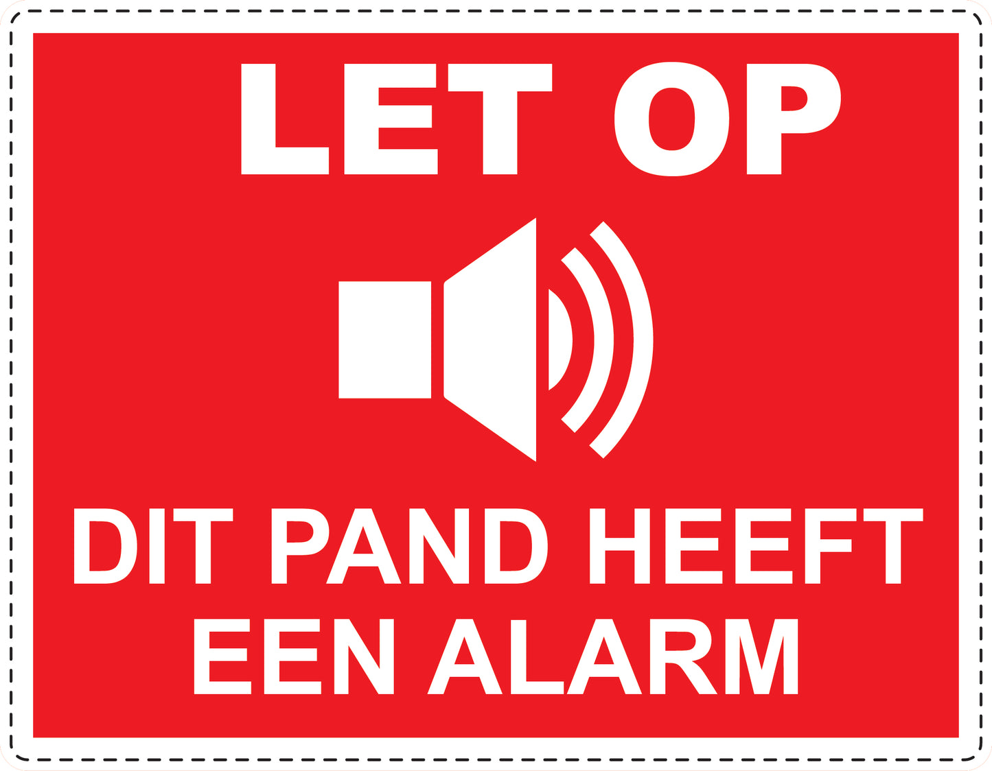 Alarmsticker 10-30 cm EW-ALARM-H-11700-14 Materiaal: wit PVC kunststof