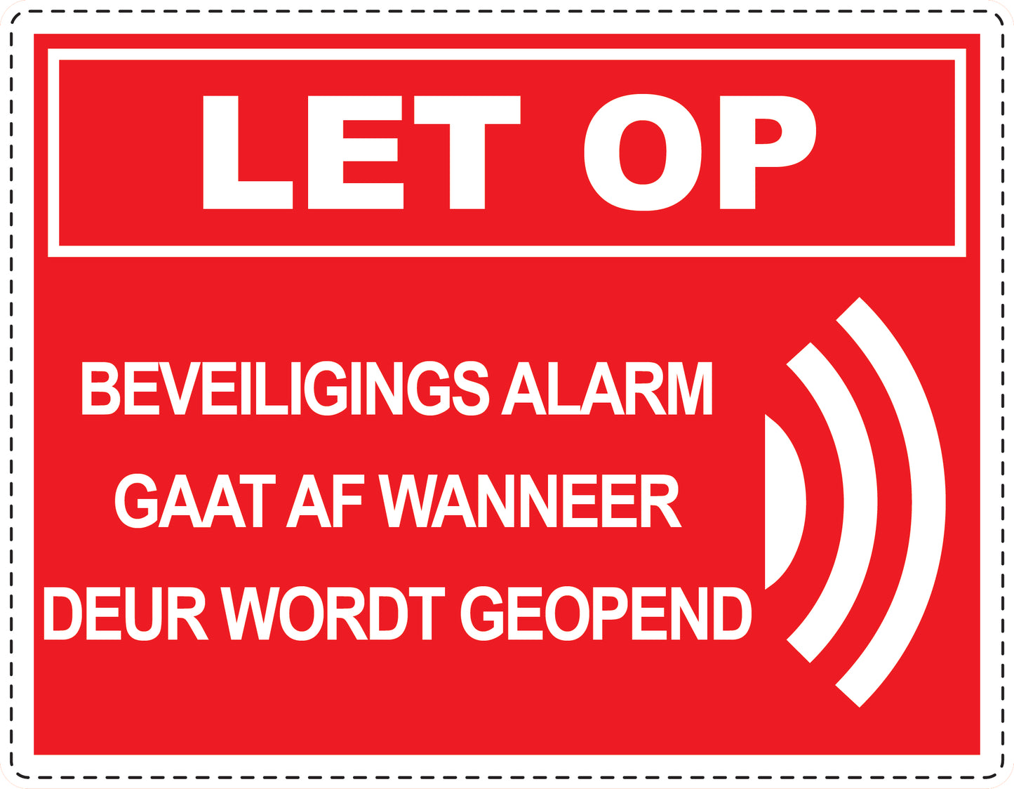Alarmsticker 10-30 cm EW-ALARM-H-11800-14 Materiaal: wit PVC kunststof