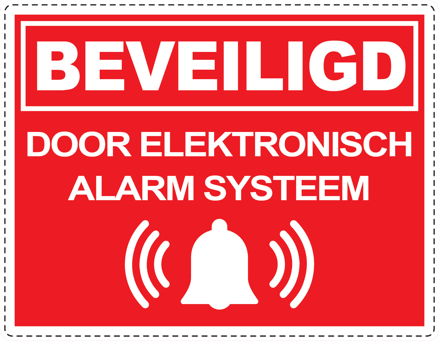 Alarmsticker 10-30 cm EW-ALARM-H-11900-14 Materiaal: wit PVC kunststof