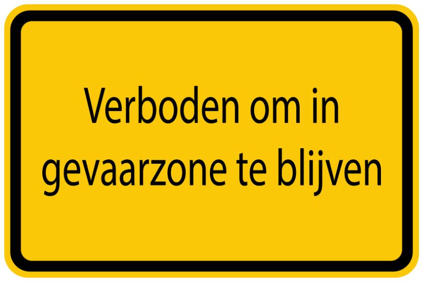 Bouwplaatssticker " Verboden om in gevaarzone te blijiven" geel EW-BAU-1010