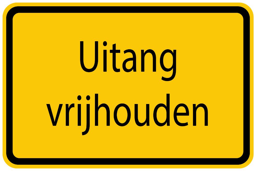 Bouwplaatssticker " Uitang vrijhouden" geel EW-BAU-1120
