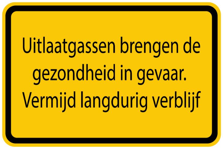 Bouwplaatssticker " Uitlaatgassen brengen de gezondheid in gevaar. Vermijd langdurig verblijf " geel EW-BAU-1260