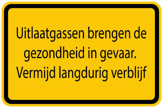 Bouwplaatssticker " Uitlaatgassen brengen de gezondheid in gevaar. Vermijd langdurig verblijf " geel EW-BAU-1260