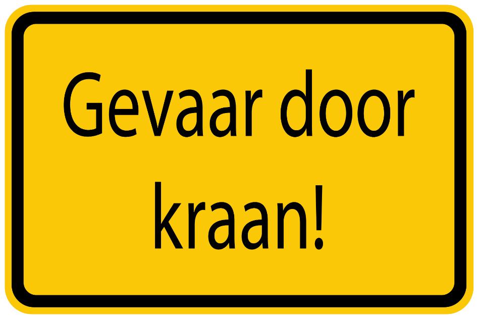 Bouwplaatssticker " Gevaar door kraan" geel EW-BAU-1300