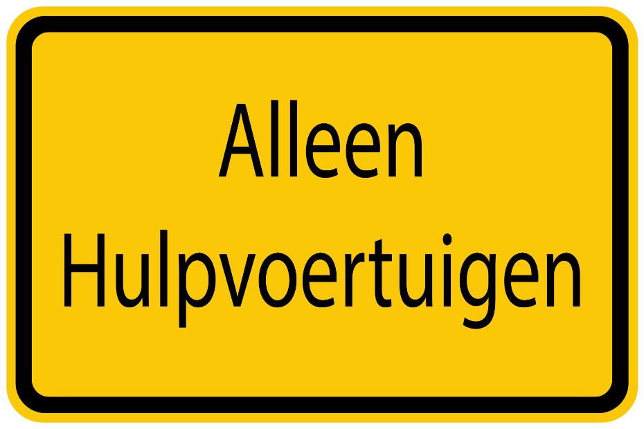 Bouwplaatssticker " Alleen Hulpvoertuigen " geel EW-BAU-1430