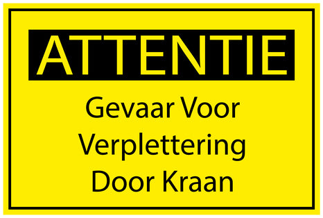 Bouwplaatssticker " Attentie Gevaar voor verplettering Door Kraan " geel EW-BAU-1620