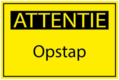 Bouwplaatssticker " Attentie Opstap " geel EW-BAU-1630