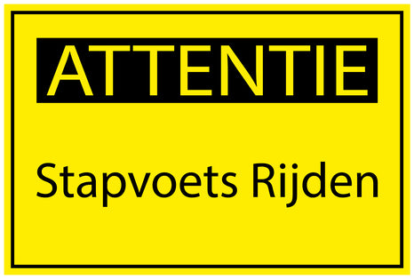 Bouwplaatssticker " Attentie Stapvoets Rijden " geel EW-BAU-1640