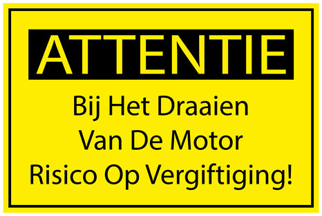 Bouwplaatssticker " Attentie Bij Het Draaien Van De Motor Risico Op Vergiftiging " geel EW-BAU-1670
