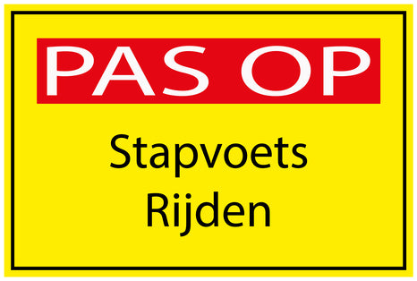 Bouwplaatssticker "PAS OP Stapvoets Rijden" geel  EW-BAU-1860