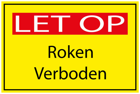 Bouwplaatssticker " LET OP Roken Verboden " geel EW-BAU-1940