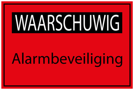 Bouwplaatssticker " WAARSCHUWIG Alarmbeveiliging" rood EW-BAU-2020