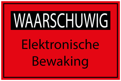 Bouwplaatssticker " WAARSCHUWIG Elektronische Bewaking " rood  EW-BAU-2040