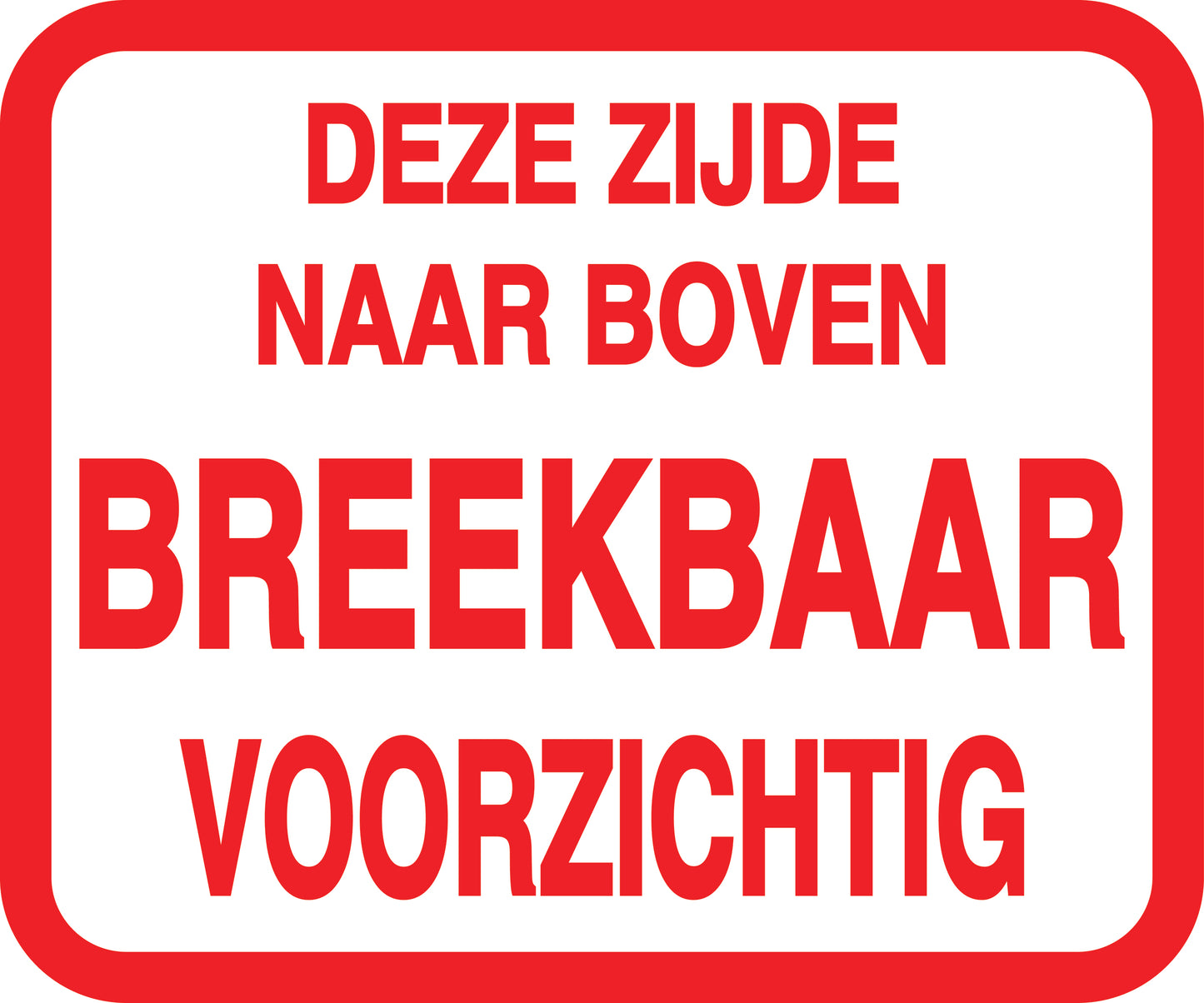 Breekbaar - Breekbare sticker "Deze Zijde Naar Boven Breekbaar Voorzichtig " EW-FRAGILE-H-10100-14-0