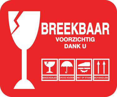 Breekbaar - Breekbare sticker "Breekbaar Voorzichtig Dank U" EW-FRAGILE-H-10300-0-14