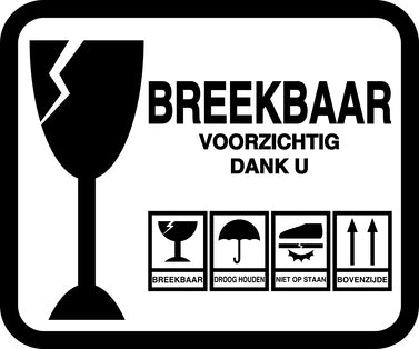 Breekbaar - Breekbare sticker "Breekbaar Voorzichtig Dank U" EW-FRAGILE-H-10300-88-0