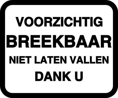 Breekbaar - Breekbare sticker "Voorzichtig Breekbaar Niet Laten Vallen Dank U" EW-FRAGILE-H-11100-88-0