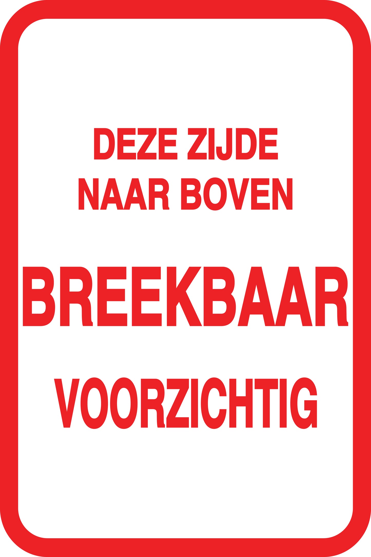 Breekbaar - Breekbare sticker "Deze Zijde Naar Boven Breekbaar Voorzichtig" EW-FRAGILE-V-10100-14-0