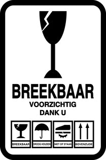 Breekbaar - Breekbare sticker "Breekbaar Voorzichtig Dank U" EW-FRAGILE-V-10300-88-0