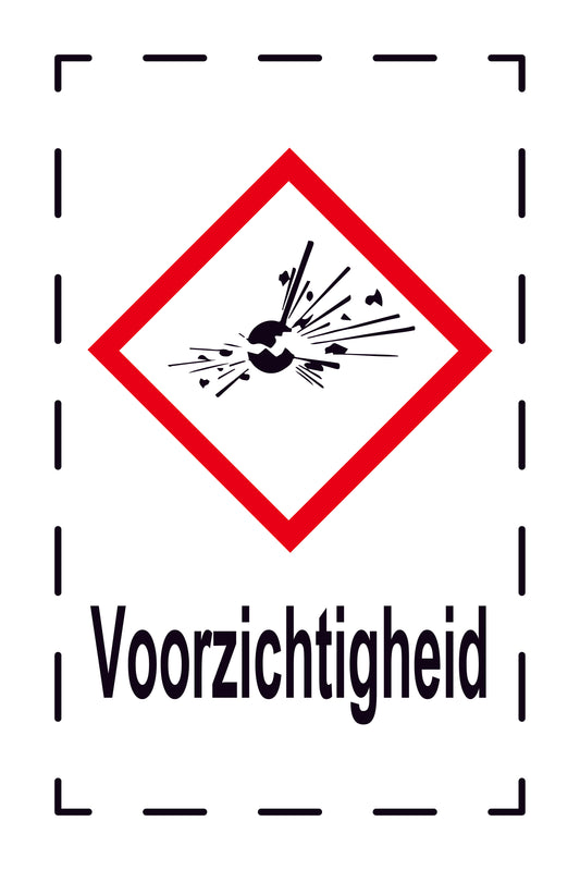1000 stickers "Voorzichtigheid Explosief" 2,4x3,9 cm tot 15x24 cm, gemaakt van papier of kunststof EW-GHS-01-Voorzichtigheid