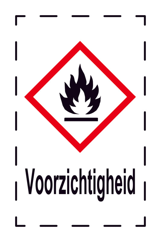 1000 stickers "Voorzichtigheid ontvlambar stoffen" 2,4x3,9 cm tot 15x24 cm, gemaakt van papier of kunststof EW-GHS-02-Voorzichtigheid