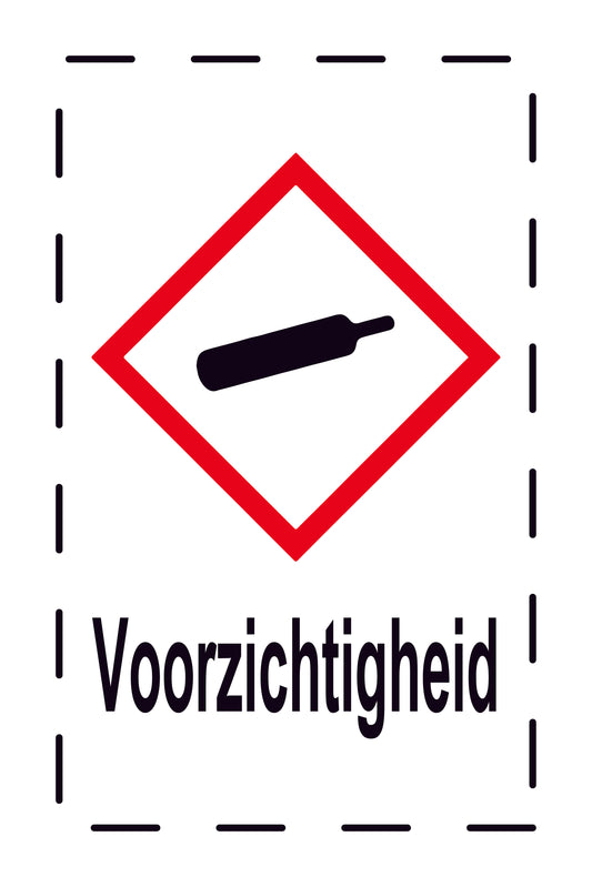 1000 stickers "Voorzichtigheid gashouder onder druk" 2,4x3,9 cm tot 15x24 cm, gemaakt van papier of kunststof EW-GHS-04-Voorzichtigheid