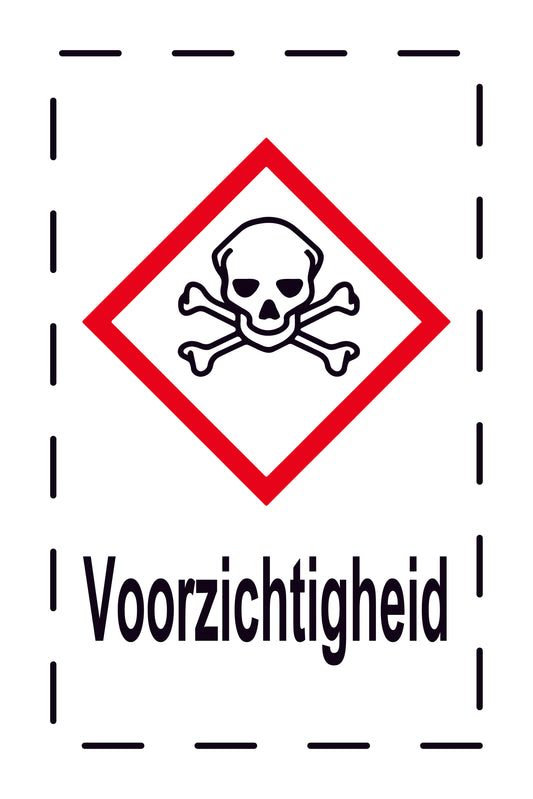 1000 stickers "Voorzichtigheid Giftige stoffen" 2,4x3,9 cm tot 15x24 cm, gemaakt van papier of kunststof EW-GHS-06-Voorzichtigheid