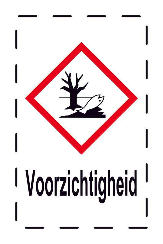 1000 stickers "Voorzichtigheid Schadelijk voor milieu" 2,4x3,9 cm tot 15x24 cm, gemaakt van papier of kunststof EW-GHS-09-Voorzichtigheid