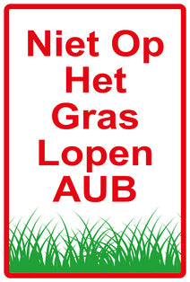 Sticker "Niet op het gras lopen AUB" 10-60 cm van PVC-kunststof, EW-KEEPOFFGRASS-V-10100-14