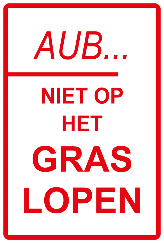Sticker "AUB...Niet op het gras lopen" 10-60 cm van PVC-kunststof, EW-KEEPOFFGRASS-V-10600-14