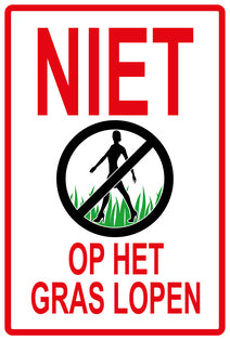 Sticker "Niet op het gras lopen" 10-60 cm van PVC-kunststof, EW-KEEPOFFGRASS-V-10900-14