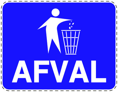 Vuilnisbaksticker "Afval" blauw, horizontaal EW-LITTER-H-10300-44