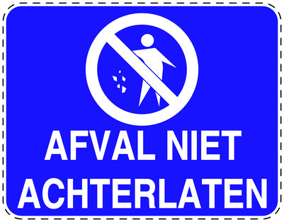 Vuilnisbaksticker "Afval niet achterlaten" blauw, horizontaal EW-LITTER-H-10700-44