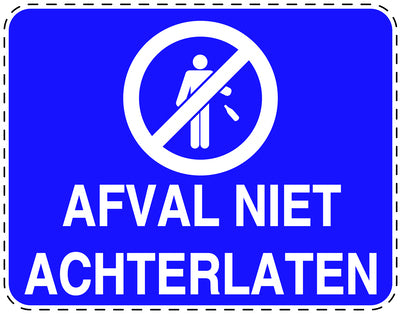 Vuilnisbaksticker "Afval niet achterlaten" blauw, horizontaal EW-LITTER-H-10800-44