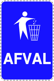 Vuilnisbaksticker "Afval" blauw, verticaal EW-LITTER-V-10300-44