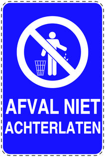 Vuilnisbaksticker "Afval niet achterlaten" blauw, verticaal EW-LITTER-V-10900-44