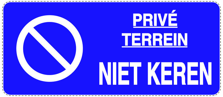 Niet parkeren Sticker "Privé terrein niet keren" EW-NPRK-1160-44