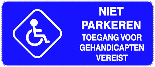 Niet parkeren Sticker "Niet parkeren toegang voor gehandicapten vereist" EW-NPRK-1170-44
