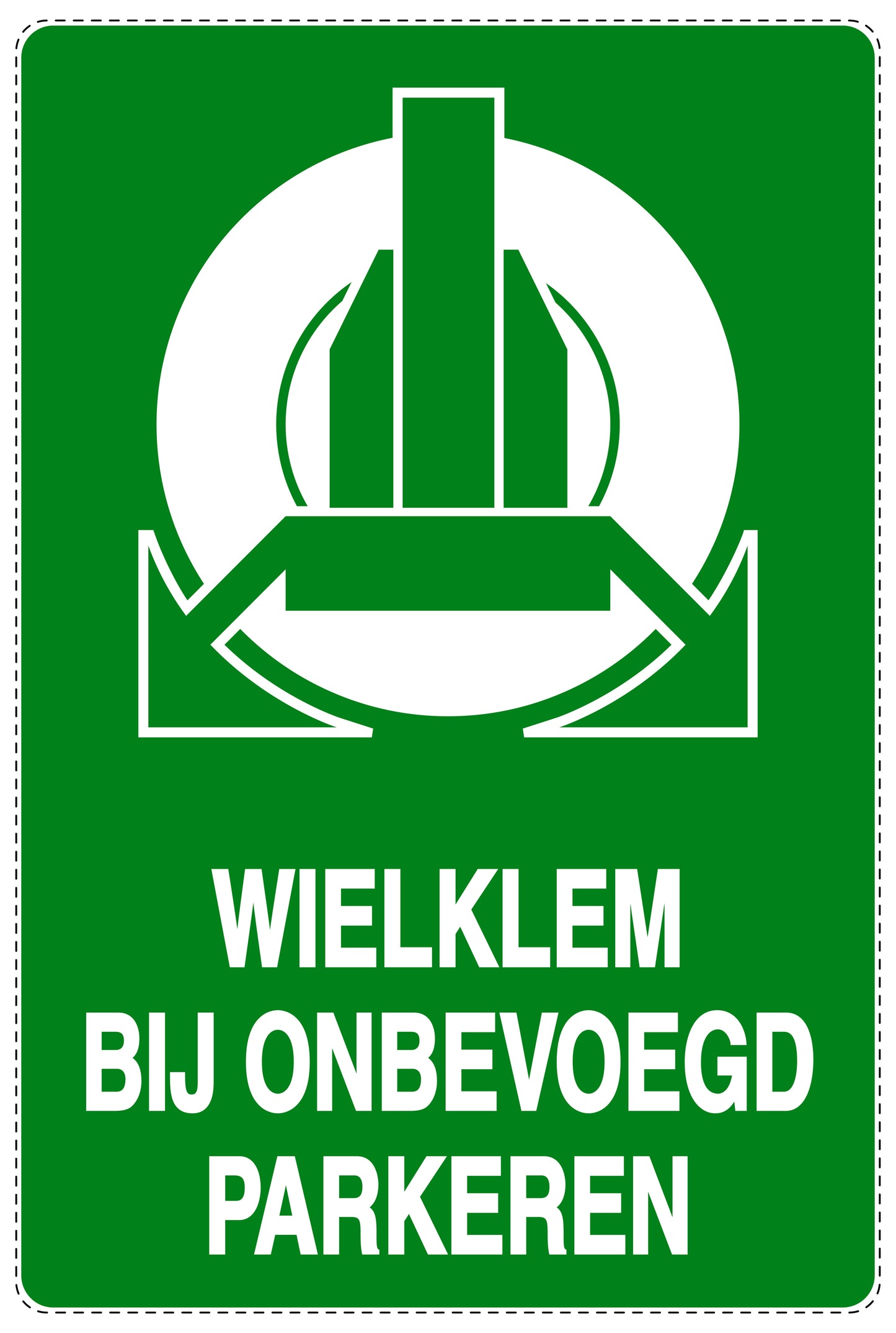 Niet parkeren Sticker "Wielklem bij onbevoegd parkeren" EW-NPRK-2270-54
