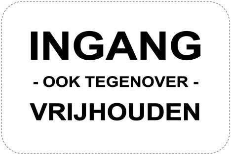 Geen parkeerborden “Ingang -ook tegenover-vrijhouden!” (Geen parkeren) als sticker EW-PARKEN-11000-V-88