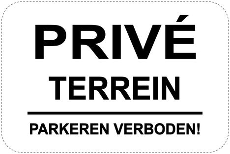 Geen parkeerborden “Prive terrein parkeren verboden!” (Geen parkeren) als sticker EW-PARKEN-12500-V-88