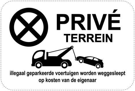 Geen parkeerborden “Privé-Terrein” (parkeren verboden) als sticker EW-PARKEN-12600-V-88