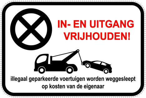 Parkeerverbodsborden (parkeren verboden) wit als sticker EW-PARKEN-12700-V-0